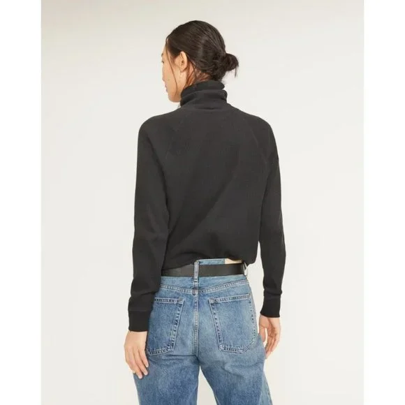 Everlane The Organic Cotton Turtleneck Waffle Tee in Black Small New Womens Top - Picture 2 of 10
